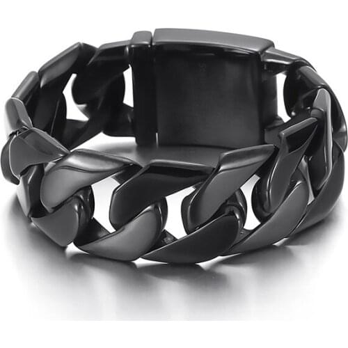European and American fashion domineering bracelet black mens titanium steel stainless steel bracelet
