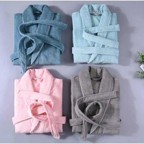 Hotel Bathrobe Women Thicken 100% Cotton Terry Fleece Robe for Women Mens Bathrobes Plus Size Long Robes Pure Color Nightgown