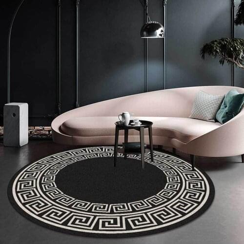 Rugs And Carpets For Home Living Room Black And White Geometric Retro Style Pattern Round Rug Large For Bedroom Home Decoration