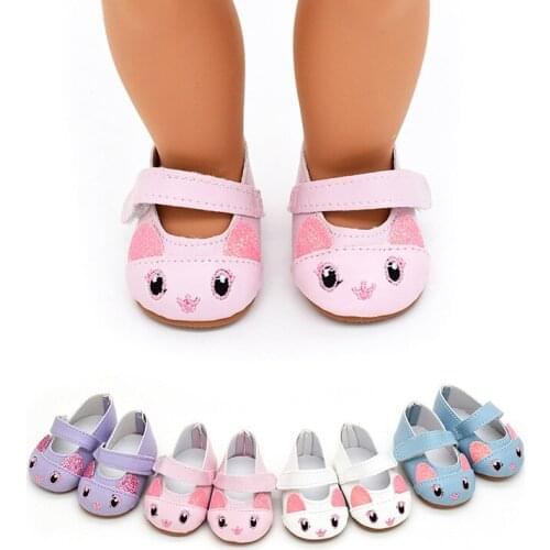 Cute Rabbit Leather Shoes Fit For 18Inch American Girl Dolls, 17inch 43cm Baby Reborn Doll Shoes