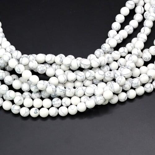 Round White Turquoises Natural Stone Beads and Beads for Jewelry Making DIY Bracelet Necklace Jewelery Howlite Beads Strand 15"