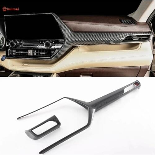 For Toyota Highlander Hybrid 2021 2022 Carbon Fiber Front Center Control Dashboard Strip Moulding Trim Sticker Car Accessories