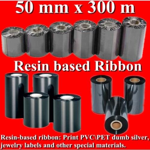 DRVXIN Resin-based ribbon Width 50 mm-50 X 300m black Thermal Transfer Label Tapes ribbon For PVC\PET Barcode label printerZT220