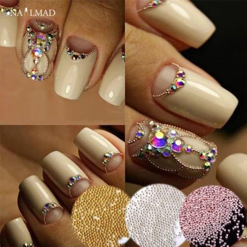 0.8mm Mini Small Stainless Steel Beads Nails Art Decorations Gun Grey Rose Gold Caviar DIY Tool Nail Studs Accessories