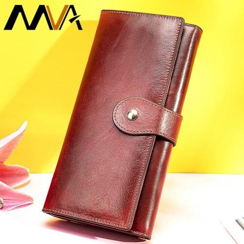 MVA Women Wallets Fashion Long Leather Card Holder Classic Female Purse Zipper Brand Wallet For Women Carteira Feminina