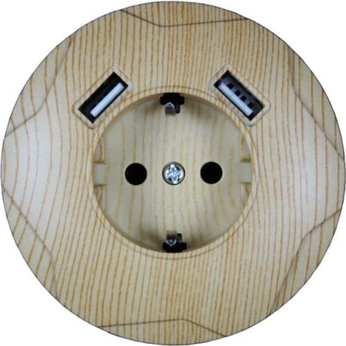 2020 new wall electronic socket 5V2A eu standard power outlet with dual home usb plug charger power socket usb C7 wood color