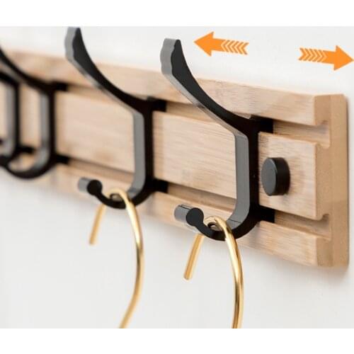 Wall Clothes Hooks Solid Wood Wall Hooks Towel Coat Clothes Rack Hooks Shelf Living Room Wall Row Hook Rack Organizer Key Holder