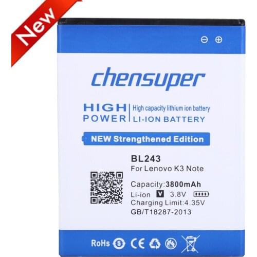 NEW 3800mAh BL243 Battery for Lenovo K3 Note K50-T5 K50-T3S A7000 A5500 A5860 A5600 A7600