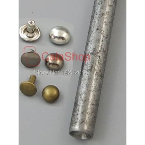 One Tool + 6mm 1/4" 100 sets / Lot Double Mushroom Domed Rivet Cap Stud Rapid Leather craft for Bags