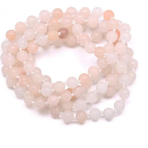 Natural Semi Precious Stone Necklace Bead For Woman diameter Classic style Multi material 6mm length 90cm