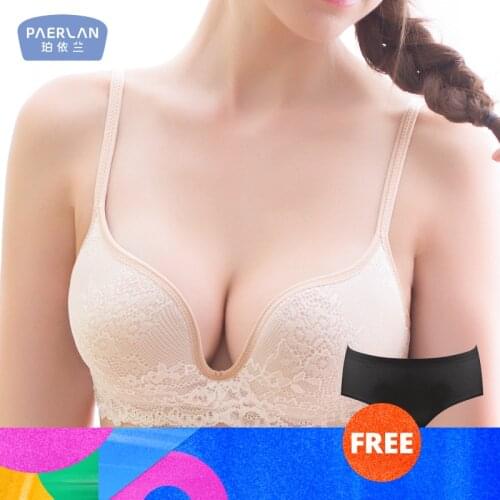 PAERLAN Seamless Wire Free Lace Bra Small Breasts Push Up One - Piece Sexy Back Closure Tow Hook - and - Eye underwear Women Cup