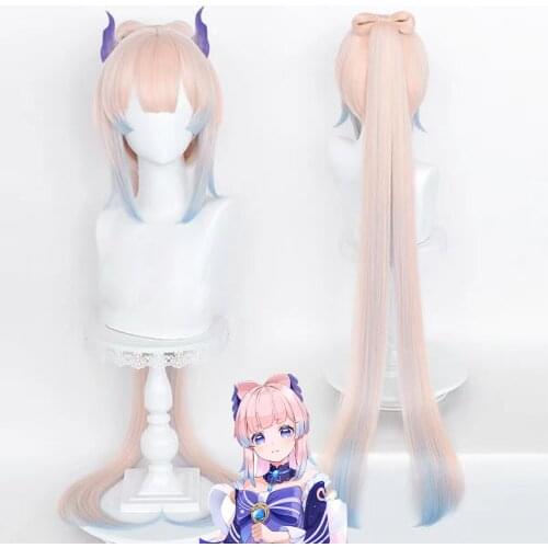 Genshin Impact Kokomi Cosplay 120cm Long Light Salmon-Colored Wig Cosplay Anime Cosplay Wigs Heat Resistant Synthetic Wigs Hair