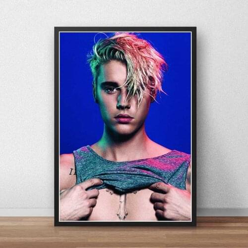 Star Posters and Prints Famous Singer Justin Bieber Canvas Picture On Wall Loft Figure Painting for Interior Frameless Room Deco