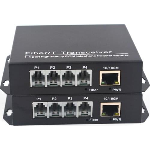PREMIUM Telephone Extenders - 4 channels PCM Voice Telephone over Fiber Optic up 20Km 10/100Mbps Ethernet SC Singlemode fiber