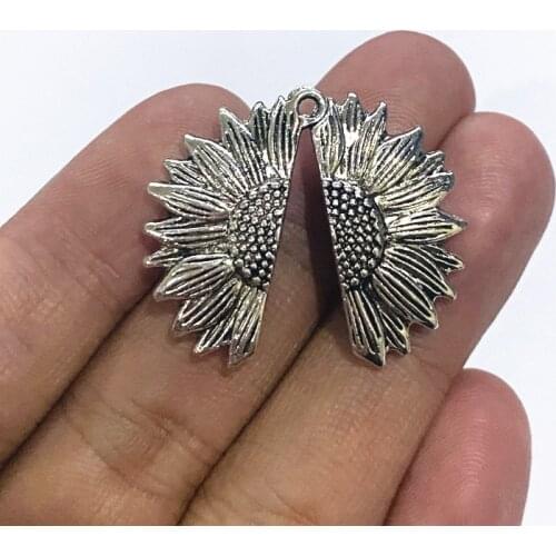 2pcs/set 28x13mm Simple Semicircle Sunflower Metal Popular Party Jewelry Accessories 2020 Fashion Antique Silver Color Pendants