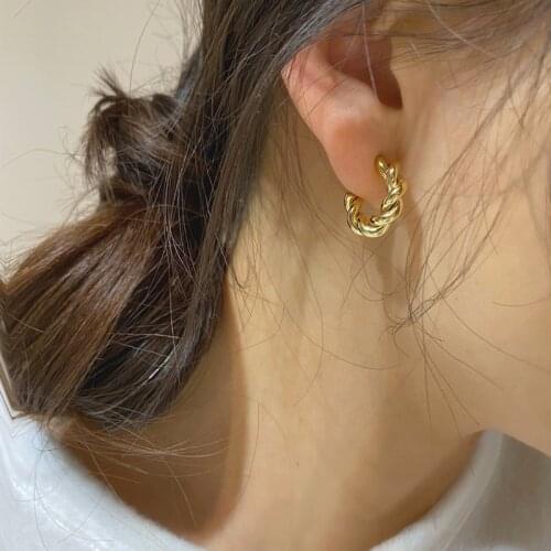 Simple Half Hoop Twist Earrings for Women Ear Hoops Minimalism Jewelry