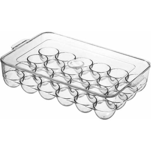 Clear Covered Egg Holders for Refrigerator 24 Egg Holder Tray Storage Box Dispenser Stackable Plastic Eggs Containers Dispenser
