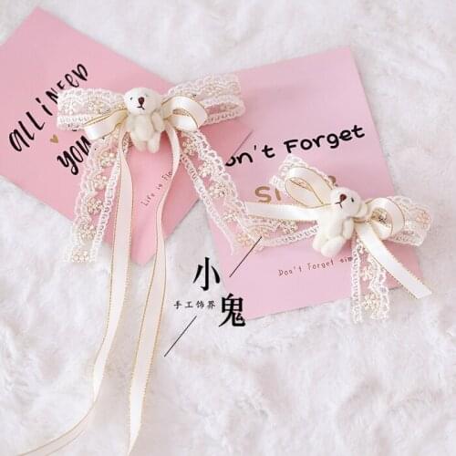 Hand Made Lolita Barrettes Immortal Double Horse Tail Clamp Lolita SOFT Girl SOFT Girl Hair Bow Headdress