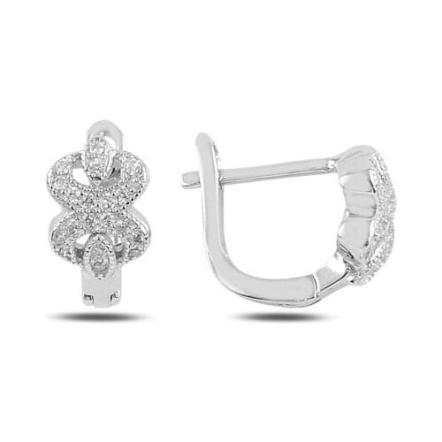 Silver 925 Sterling Zircon Cubic Zirconia J Earrings