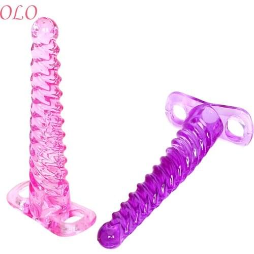OLO Long Butt Plugs Jelly Anal Plug Silicone G-spot Prostate Massager Screw Texture Sex Toys for Woman Men Gay Adult Product