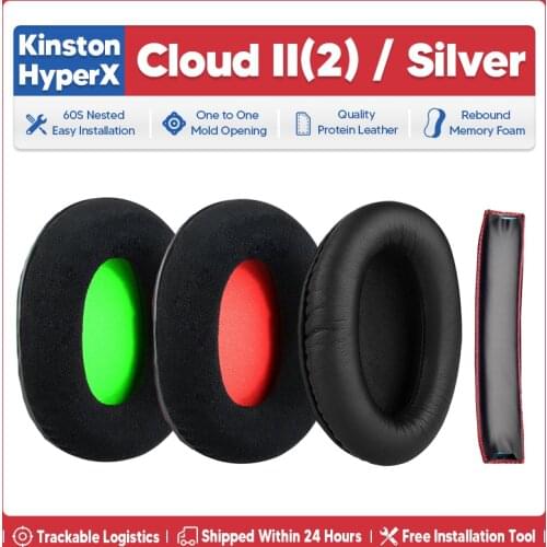 Replacement Ear Pads Earphone Cover Cups Headphone Accessorie Cushion Repair Parts For Kingston HyperX Cloud II 2 Silver Headset