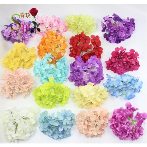SPR 50pcs/lot Artificial Hydrangea Flower Heads Plastics Flowers Hydrangeas for Wedding Party Centerpieces Floral Decoration