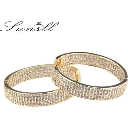 SUNSLL2019 new wave personality wild exaggerated zircon copper needle earrings fashion simple earrings women round big earrings