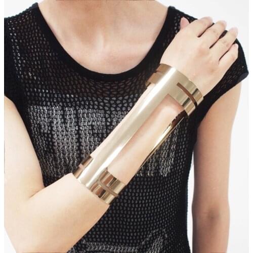 UKMOC Unique Fashion Alloy Big Opened Cuff Bangle For Women Statement Jewelry Gold Silver Color Bracelet Manchette BL384