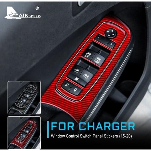 Carbon Fiber for Dodge Charger 2015 2016 2017 2018 2019 2020 Accessories Interior Trim Car Window Control Switch Panel Sticker