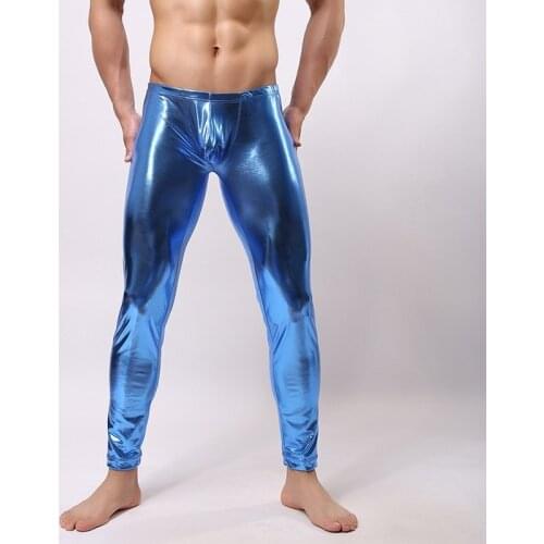 Lingerie PVC Pencil Pants Faux Leather Trousers Motorcycle Casual Clubwear Latex Leggings Bugle Pouch Underwear Sleep Bottoms