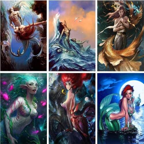 Diamond Painting People Mermaid romance Love Rhinestone Cross Stitch Square Diamond Embroidery Sets Home Decoration BJ71