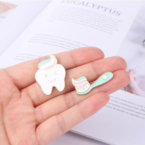 Morning Toothbrush Toothpaste Tooth Enamel Pins Daily Necessities Badge Enamel Brooches Lapel Pins Sweet Gifts Jewelry