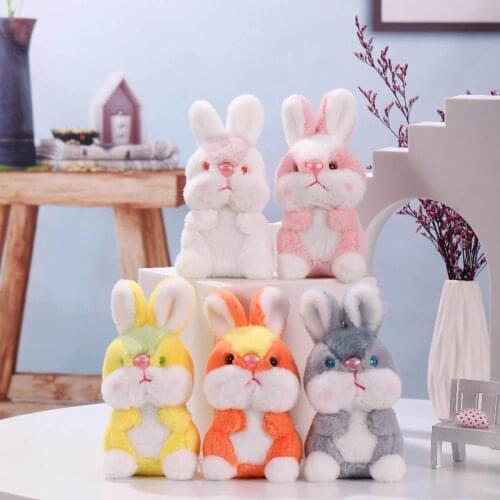 1Pc 10cm Small Cute Plush Keychain Cat Stuffed Animal Rabbit Key Chain Doll Pendant Bag Accessories Baby Keyring