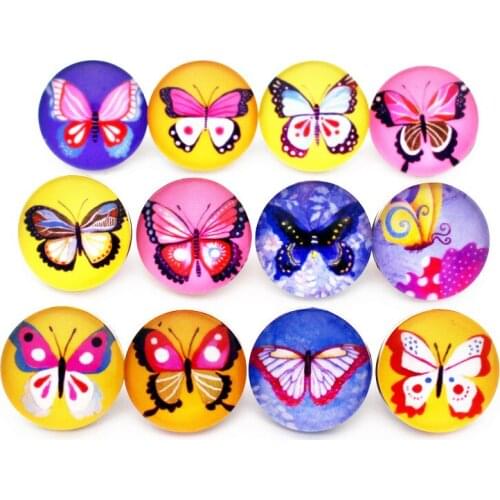 12pcs/lot glass insect 18mm butterfly snap buttons leather clasp snap button bracelet snap Bangles jewelry