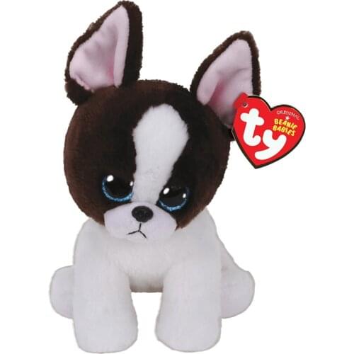15CM Ty Beanie Portia Big Eyes Black And White Terrier Dog Fighting Cute Animal Doll Birthday Gift Soft Stuffed Plush Toy Kids