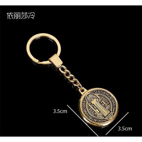 3 Popular Miracles Saint Benedict Medal Pendant Keychain Ring Jewelry Keychain Car Keyring Jesus Religious Keychain Gift.3.5X3.5