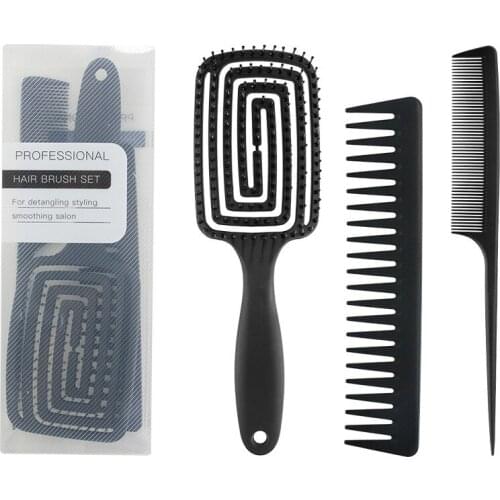 3Pc/Set Hair Scalp Massage Comb Girls Hairbrush Bristle Nylon Women Wet Curly Detangle Hair Brush for Salon Hairdressing Styling
