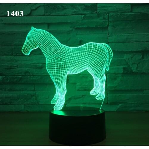 Animal Horse Unicorn Theme 3D Lamp Illusion Childrens Night Light LED night 7 color Baby Kid Toy Gift Bedroom Decor Tafellamp