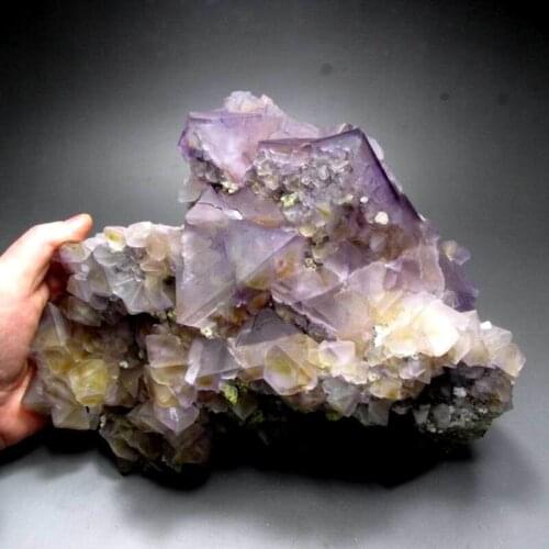 4600g Museum!!! Purple-Yellow Fluorite Cluster w/ Phantom - crystals and stones healing Mineral specimen Home Decor feng shui