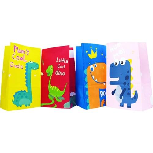 5-10pcs Birthday Dinosaur Party Gift Bags Candy Box Dino Disposable Tableware Set Birthday Party Decorations Kids Party Supplies