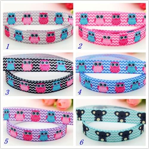 5/8'' Free shipping Fold Elastic band owl Koala printed FOE headband headwear hairband decoration wholesale OEM S542