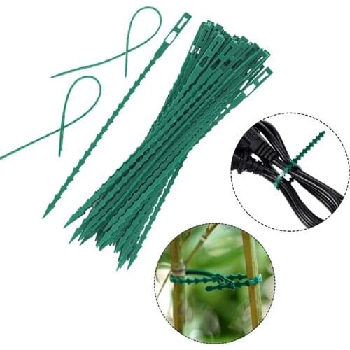 50Pcs Adjustable Plant Ties Green Multi-Function Flexible Garden Plant Twist Tie Plastic Garden Ties Plant Support Tree Shrub