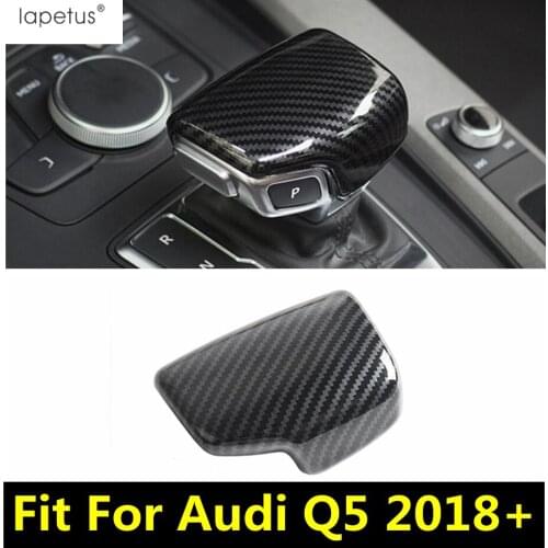 Lapetus Accessories Fit For Audi Q5 2018 - 2021 Gear Head Shift Knob Handle Frame Molding Cover Kit Trim / ABS Carbon Fiber Look