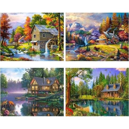 Diamond Embroidery Landscape Handmade Diamond Painting Village Needlework Cross Stitch Home Decor