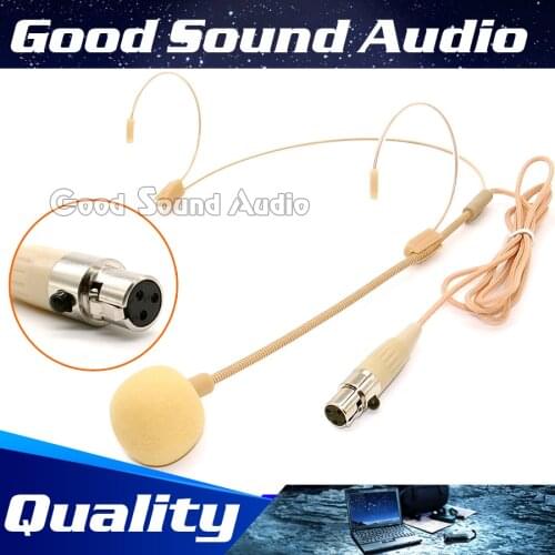 Beige TA3F XLR 3 Pin Connector Headworn Headset Microphone Ear Hook Condenser Head Mic For SAMSON Wireless Body-Pack Transmitter