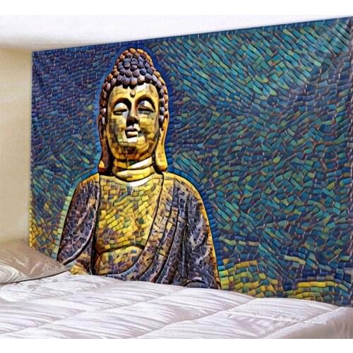 Colored 3D Buddha Statue Printed Large Wall Tapestry Cheap Hippie Wall Hanging Bohemian Wall Tapestries Mandala Wall Art Decor