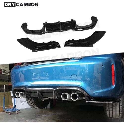 3Pcs/Set Carbon Look Rear Bumper Diffuser & Splitters for BMW 2 Series F87 M2 M2C Competion 2016 + Rear Lip Spoiler Splitters