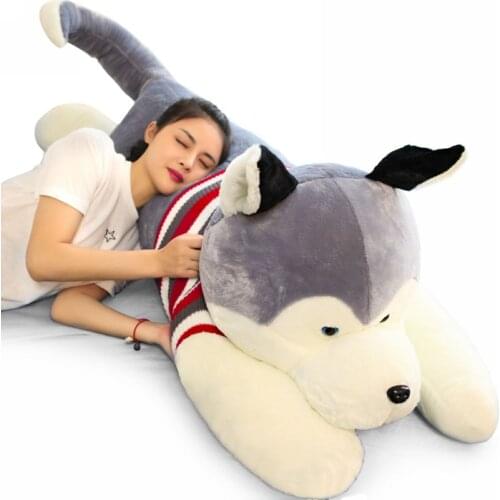 Fancytrader 78'' Jumbo Giant Plush Husky Dog Toy Stuffed Soft Animal Puppy Pillow Doll Gifts for Children 4 Sizes 3 Colors 200cm