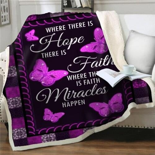 Purple butterfly print Sherpa Blanket Thick Soft Flannel Blankets Throw On Home Sofa Bedding Bedspread quilt Cover Home textiles