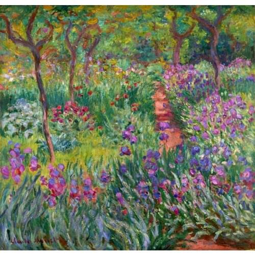 100% handmade landscape oil painting reproduction on linen canvas,the-iris-garden-at-giverny-1900 by claude monet